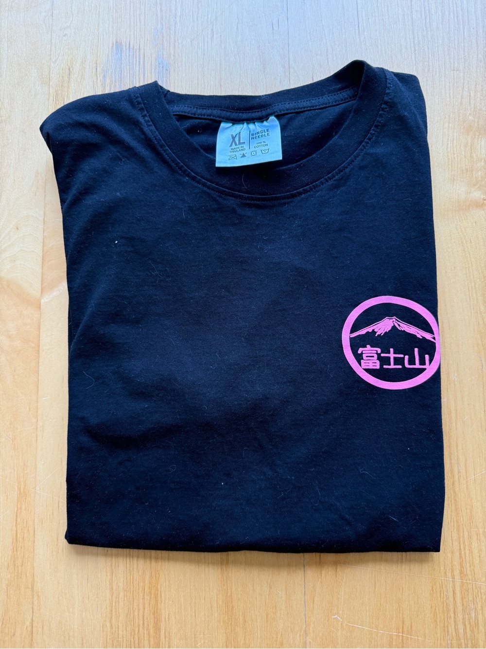 Kids Black Short-Sleeve Tee with Pink Mount Fuji Graphic